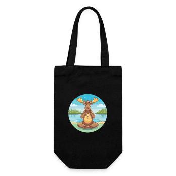 Elchkarikatur Yoga Strand Sommer Illustration - Geschenkbeutel für Flaschen - Schwarz - Vorne