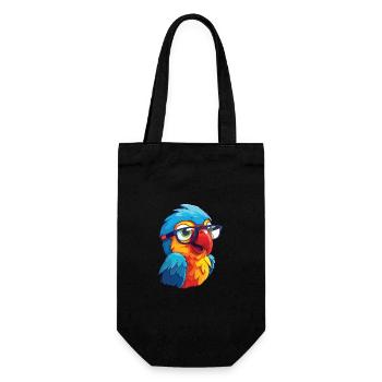 Papagei mit Brille Cartoon Kawaii Illustration - Geschenkbeutel für Flaschen - Schwarz - Vorne