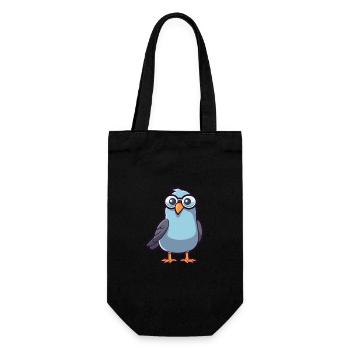 Taube mit Brille Karikatur Kawaii Illustration - Geschenkbeutel für Flaschen - Schwarz - Vorne