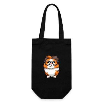 Guinea Pig With Glasses Cartoon Kawaii Illustratio - Gift Bag for Bottles - black - Front