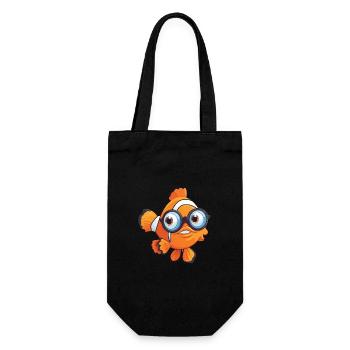 Poisson-clown avec des lunettes dessin animé Kawaii illustration - Sac à bouteille - noir - Devant