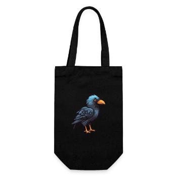 Raven Cartoon Kawaii Watercolor Illustration - Gift Bag for Bottles - black - Front