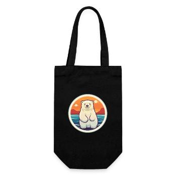 Polar Bear Funny Cartoon Kawaii Beach Illustration - Sac à bouteille - noir - Devant