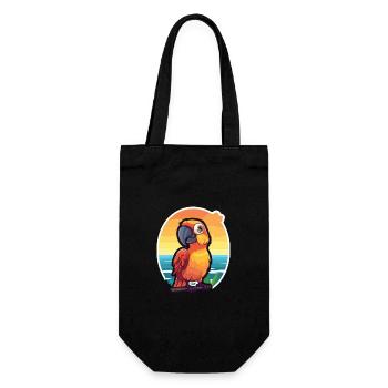 Papagei Lustige Karikatur Kawaii Strand Illustration - Geschenkbeutel für Flaschen - Schwarz - Vorne