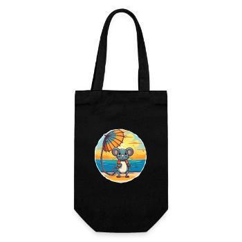 Ratte Lustige Karikatur Kawaii Strand Illustration - Geschenkbeutel für Flaschen - Schwarz - Vorne