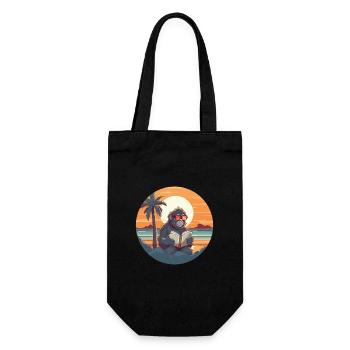 Baboon Cute Funny Cartoon Kawaii Book Beach - Gift Bag for Bottles - black - Front