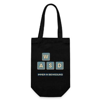 WASD - immer in Bewegung - Geschenkbeutel für Flaschen - Schwarz - Vorne