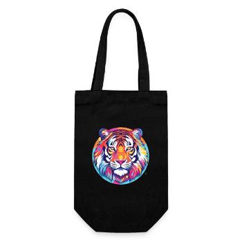 Tiger Colorful Watercolor Animal Pet Illustration - Gift Bag for Bottles - black - Front