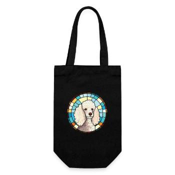 Pudelhund buntes Aquarell Tier Illustration - Geschenkbeutel für Flaschen - Schwarz - Vorne
