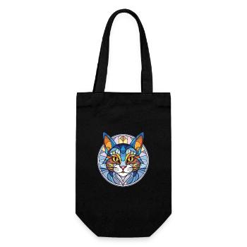 Aegean Cat Breed Colorful Watercolor Illustration - Gift Bag for Bottles - black - Front