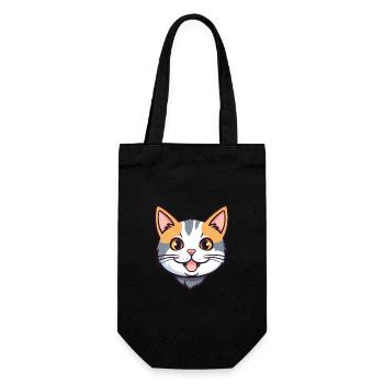 American Wirehair Cat Cartoon Watercolor Clipart - Gift Bag for Bottles - black - Front