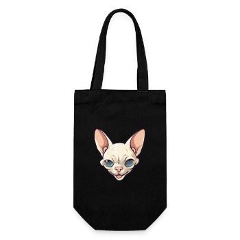 Illustration d’aquarelle de dessin animé de chat Sphynx - Sac à bouteille - noir - Devant