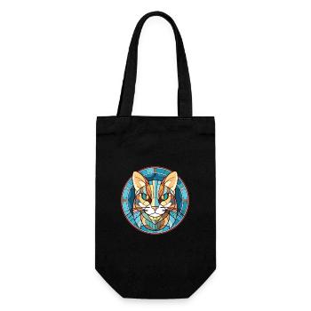 Aegean Cat Breed Colorful Watercolor Illustration - Gift Bag for Bottles - black - Front