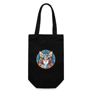 Aegean Cat Breed Colorful Watercolor Illustration - Gift Bag for Bottles - black - Front