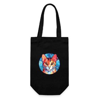 American Shorthair Cat Dessin animé aquarelle coloré - Sac à bouteille - noir - Devant