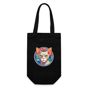 Devon Rex Cat Colorful Watercolor Pet Illustration - Gift Bag for Bottles - black - Front