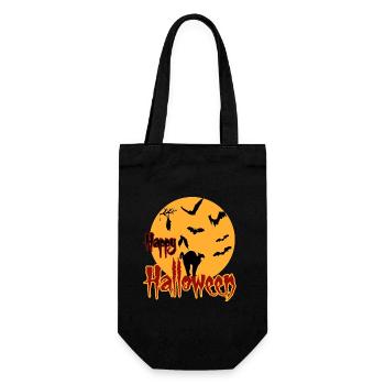 Joyeux chat de lune d’Halloween - Sac à bouteille - noir - Devant