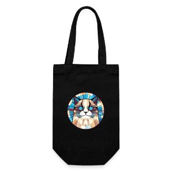 Illustration à l’aquarelle colorée de race de chat de Birmanie - Sac à bouteille - noir - Devant