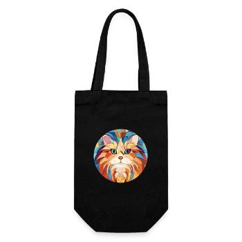 British Longhair Cat Colorful Watercolor Cartoon - Gift Bag for Bottles - black - Front