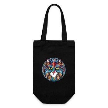 Norwegian Forest Cat Colorful Watercolor Cartoon - Gift Bag for Bottles - black - Front