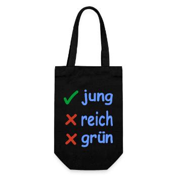 jung reich grün Version 1 - Geschenkbeutel für Flaschen - Schwarz - Vorne