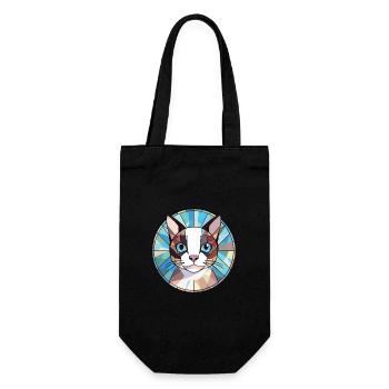 Schneeschuhkatze Buntes Aquarell Haustier Illustration - Geschenkbeutel für Flaschen - Schwarz - Vorne