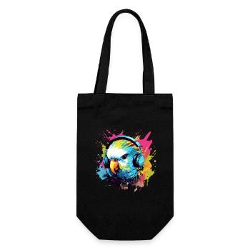 Budgie with headphones Budgies Bird - Gift Bag for Bottles - black - Front