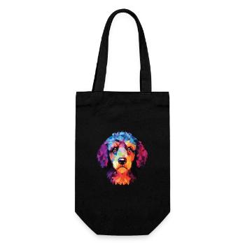 Barbet Dog Breed Colorful Watercolor Illustration - Gift Bag for Bottles - black - Front