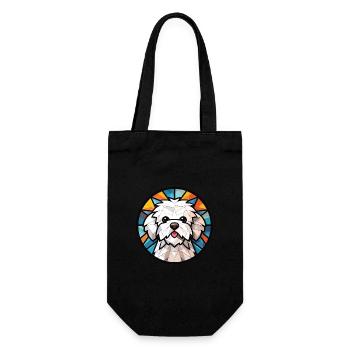 Bichon Frize chien race aquarelle Illustration - Sac à bouteille - noir - Devant