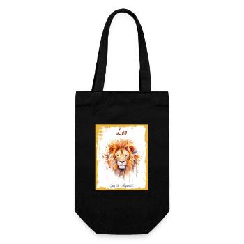 Zodiac Signs in Watercolor: Leo the Lion - Gift Bag for Bottles - black - Front