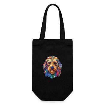 Bergamasco Shepherd Dog Breed Colorful Watercolor - Gift Bag for Bottles - black - Front