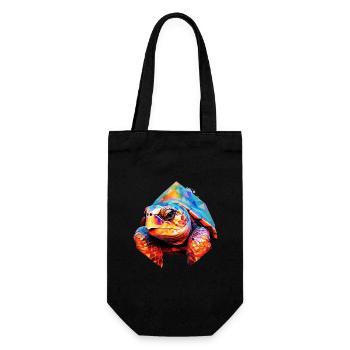 Turtle Polygon Turtles Tortoises - Gift Bag for Bottles - black - Front