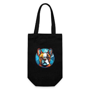 Bouledogue Français chien race aquarelle Illustration - Sac à bouteille - noir - Devant