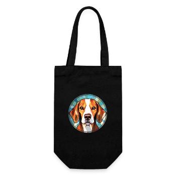 Amerikanischer Foxhound Hunderasse Buntes Aquarell - Geschenkbeutel für Flaschen - Schwarz - Vorne