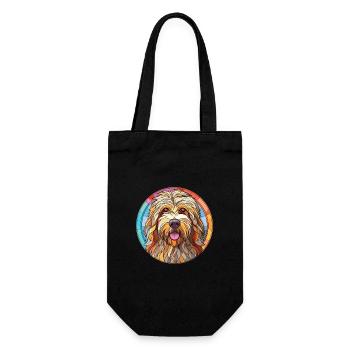 Bergamasco Sheepdog Dog Breed Colorful Watercolor - Gift Bag for Bottles - black - Front