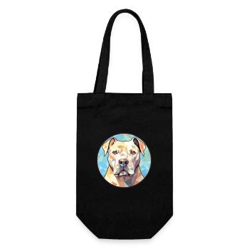 Französischer weißer und orangefarbener Hund Rasse Aquarell - Geschenkbeutel für Flaschen - Schwarz - Vorne