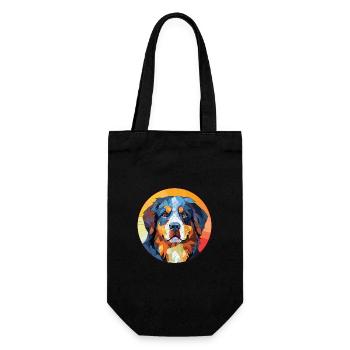 Bernese Mountain Dog Breed Watercolor Illustration - Gift Bag for Bottles - black - Front