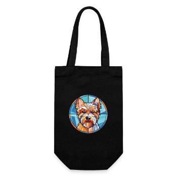 Biewer Terrier Dog Breed Watercolor Illustration - Gift Bag for Bottles - black - Front