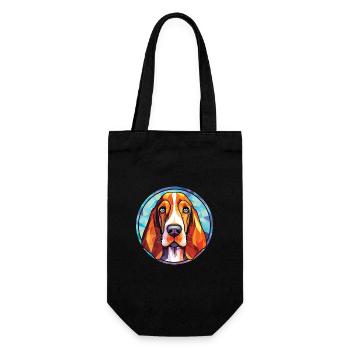 Basset Hound Chien Race Aquarelle Illustration - Sac à bouteille - noir - Devant