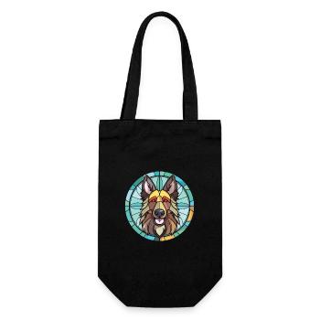 Belgian Tervuren Dog Breed Watercolor Illustration - Gift Bag for Bottles - black - Front