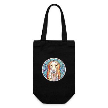 Borzoi Dog Breed Colorful Watercolor Illustration - Gift Bag for Bottles - black - Front