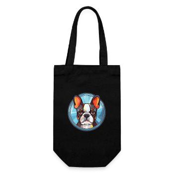 Boston Terrier Dog Breed Watercolor Illustration - Gift Bag for Bottles - black - Front