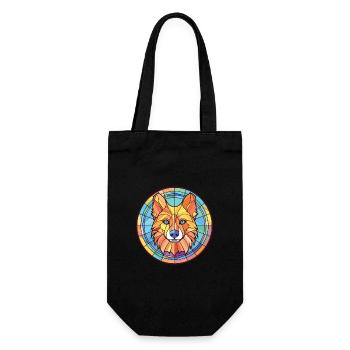 Deutsche Jagdterrier Hunderasse Aquarellglas - Geschenkbeutel für Flaschen - Schwarz - Vorne
