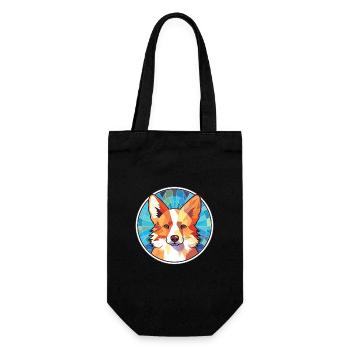 Icelandic Sheepdog Dog Breed Colorful Watercolor - Gift Bag for Bottles - black - Front