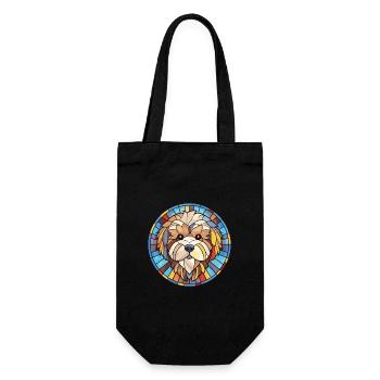 Illustration sur verre aquarelle de race de chien havanais - Sac à bouteille - noir - Devant