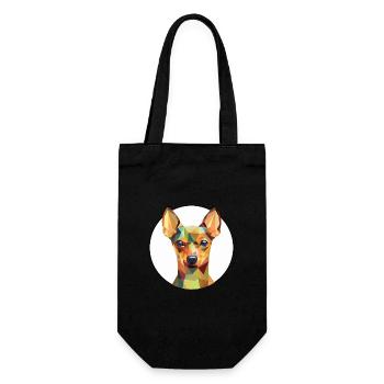 Miniatur Pinscher Hunderasse buntes Aquarell - Geschenkbeutel für Flaschen - Schwarz - Vorne