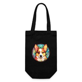 Pembroke Welsh Corgi chien race aquarelle colorée - Sac à bouteille - noir - Devant