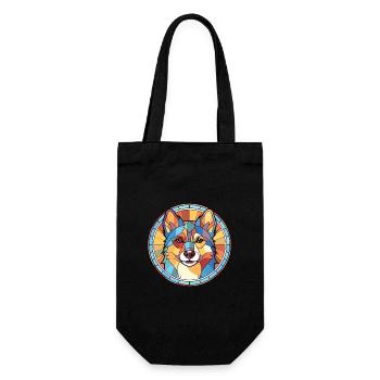 Norwegian Buhund Dog Breed Watercolor Illustration - Gift Bag for Bottles - black - Front