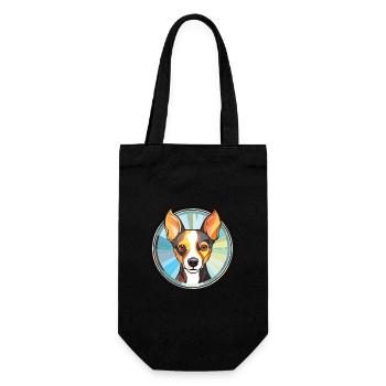Ratterrier-Hunderasse Aquarell-Illustration - Geschenkbeutel für Flaschen - Schwarz - Vorne