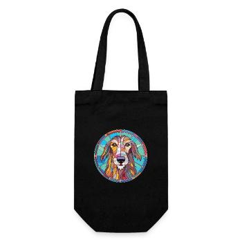 Scottish Deerhound Dog Breed Colorful Watercolor - Gift Bag for Bottles - black - Front